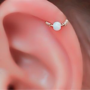 Fire Opal Helix Tragus Cartilage Hoop Earring